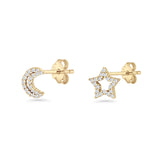 Moon & Star Stud Earrings