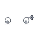 CZ Cluster Open Circle Stud Earrings
