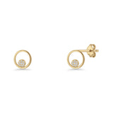 CZ Cluster Open Circle Stud Earrings