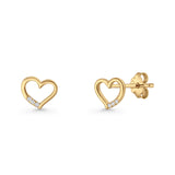 Open Heart CZ Stud Earrings