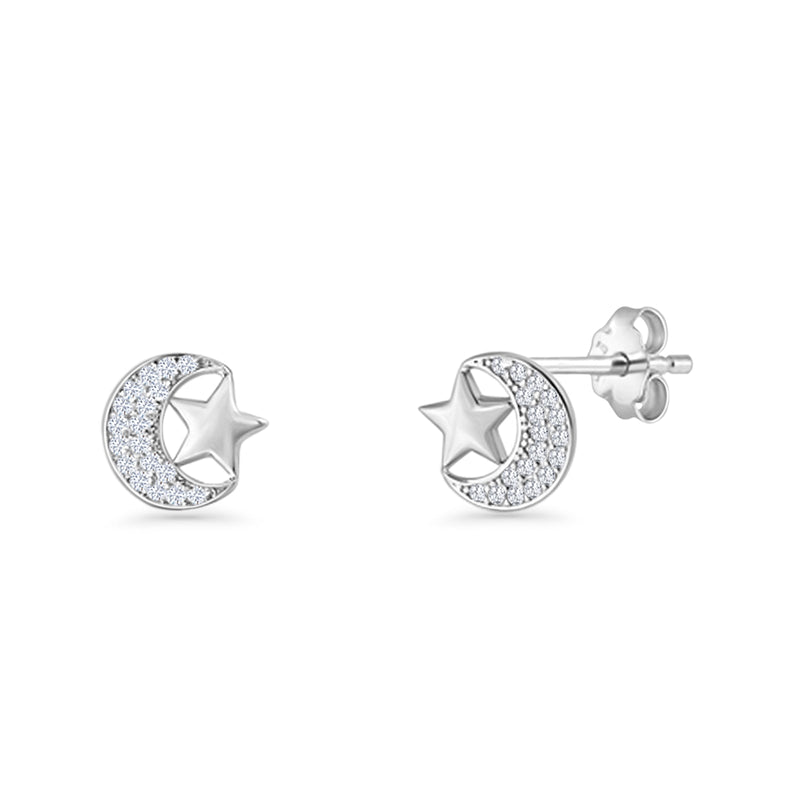 Moon & Star Stud Earrings