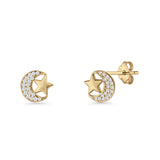 Moon & Star Stud Earrings