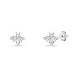 Vintage Style 6.9mm Bee Studs Earrings Cubic Zirconia 925 Sterling Silver