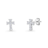 Vintage Style 7.6mm Solitaire Cross Stud Earrings Cubic Zirconia 925 Sterling Silver