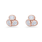 Three Stone Cartilage Stud Earrings