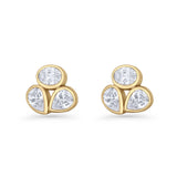 Three Stone Cartilage Stud Earrings
