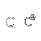 Initial C Stud Earrings