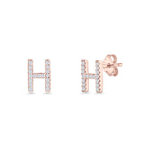 Initial H Stud Earrings
