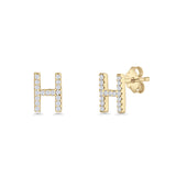 Initial H Stud Earrings
