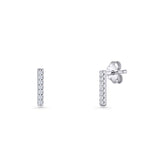Minimalist 6.5mm Initial Letter I Stud Earring Cubic Zirconia 925 Sterling Silver