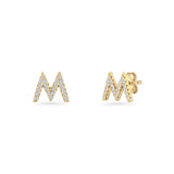 Initial M Stud Earrings