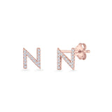 Initial N Stud Earrings