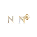 Initial N Stud Earrings
