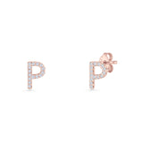 Initial P Stud Earrings