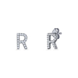 Initial R Stud Earrings
