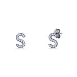 Initial S Stud Earrings