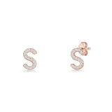 Initial S Stud Earrings