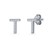 Initial T Stud Earrings
