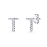Initial T Stud Earrings