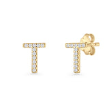 Initial T Stud Earrings