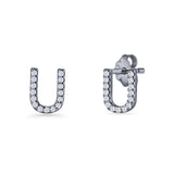 Initial U Stud Earrings