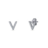 Initial V Stud Earrings