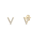 Initial V Stud Earrings