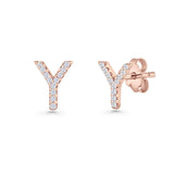 Initial Y Stud Earrings