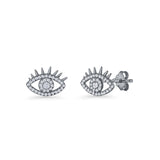 Cluster CZ Eye Stud Earrings