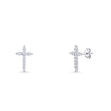Minimalist 15mm Cross Stud Earrings Cubic Zirconia 925 Sterling Silver