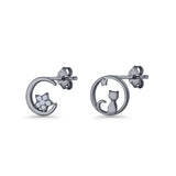 Cat Moon Stud Earring