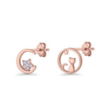 Cat Moon Stud Earring