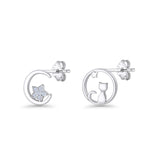 Cat Moon Stud Earring