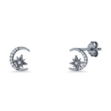 Moon & Star CZ Stud Earring