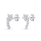 Minimalist 10mm Flower Stud Earrings Cubic Zirconia 925 Sterling Silver