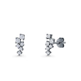Round Cubic Zirconia 8.9mm Zig Zag Crawler Stud Earring 925 Sterling Silver