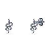 Vintage Style 10.5mm Snake Earrings Cubic Zirconia 925 Sterling Silver