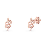 Vintage Style 10.5mm Snake Earrings Cubic Zirconia 925 Sterling Silver