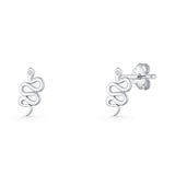 Vintage Style 10.5mm Snake Earrings Cubic Zirconia 925 Sterling Silver