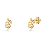 Vintage Style 10.5mm Snake Earrings Cubic Zirconia 925 Sterling Silver