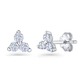 Minimalist 4.4mm Round Cubic Zirconia Trio Stud Earrings 925 Sterling Silver