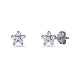 Star Flower Stud Earrings 3.5mm Cluster Cubic Zirconia 925 Sterling Silver