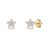Star Flower Stud Earrings 3.5mm Cluster Cubic Zirconia 925 Sterling Silver