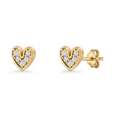Minimalist 6.8mm Heart Stud Earrings Cubic Zirconia 925 Sterling Silver