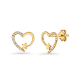 Star Heart Stud Earrings 11.5mm Cluster Cubic Zirconia 925 Sterling Silver