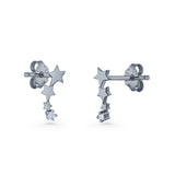 Three Star Stud Earrings 8.8mm Cubic Zirconia 925 Sterling Silver