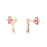 Three Star Stud Earrings 8.8mm Cubic Zirconia 925 Sterling Silver