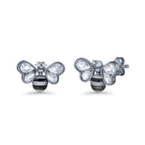 Bee Stud Earring 11.8mm Pear Cubic Zirconia 925 Sterling Silver
