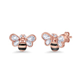 Bee Stud Earring 11.8mm Pear Cubic Zirconia 925 Sterling Silver