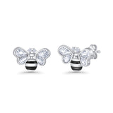 Bee Stud Earring 11.8mm Pear Cubic Zirconia 925 Sterling Silver